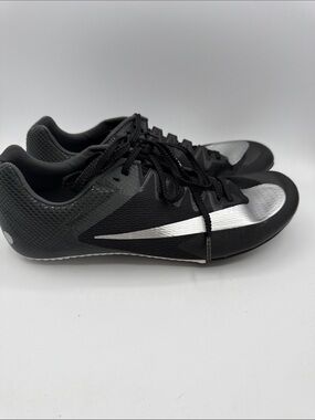 Nike Revival Sprint men’s 10.5 Black Track Spikes with Silver Swoosh S13